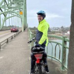 So much wind we had to walk bikes across the Newport bridge
